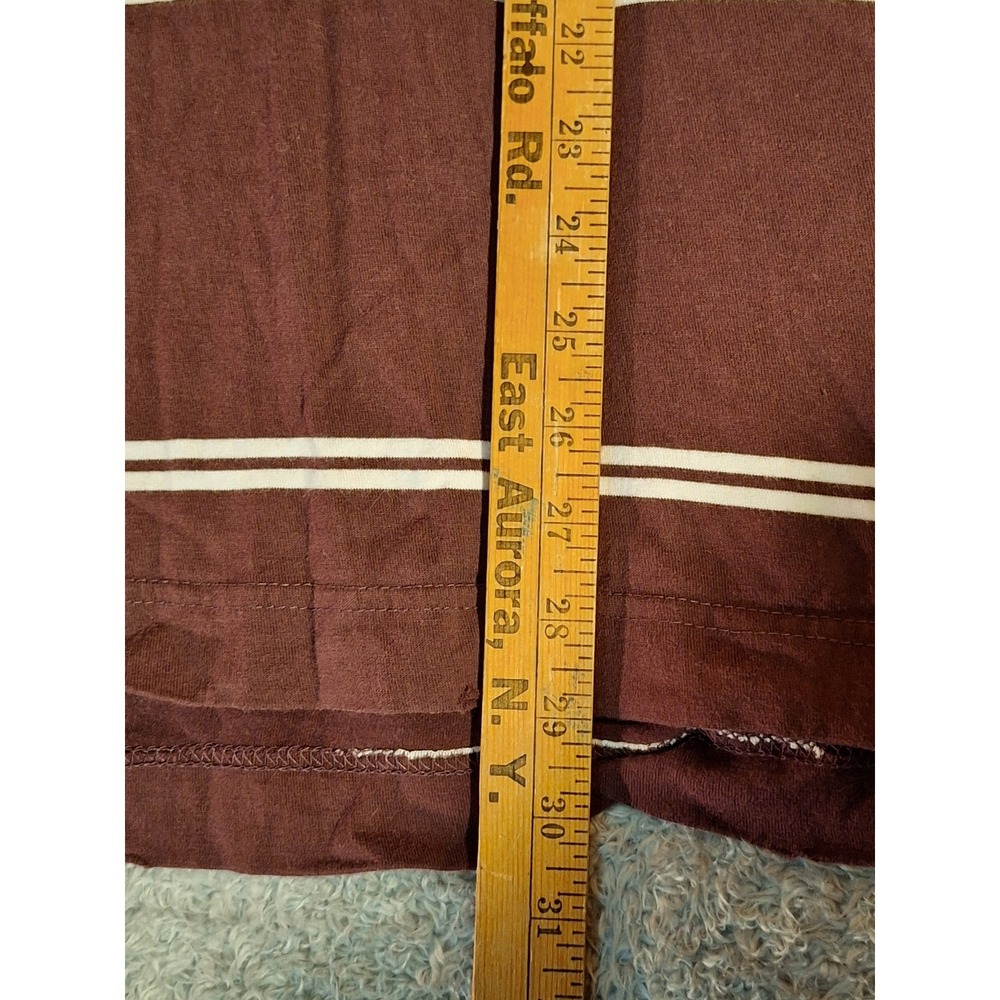 Aeropostale Mens M Striped Polo Shirt Burgundy Brown A87 Logo Short Sleeve - Picture 9 of 9